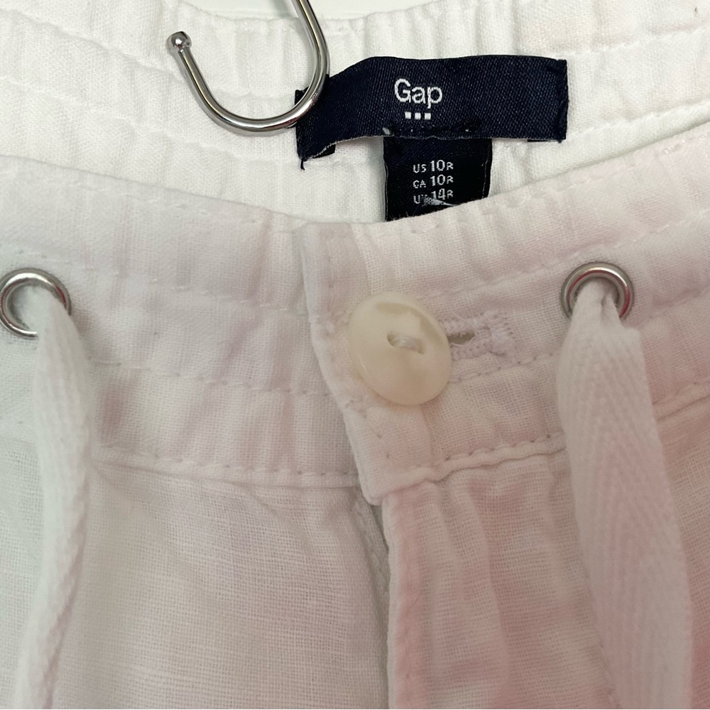 GAP White Drawstring linen blend pants - Women’s Relaxed Straight Leg - Picture 3 of 8